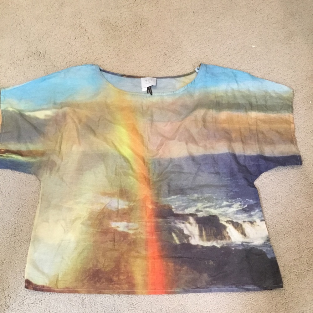 Anthropologie HD in Paris tunic top rainbow